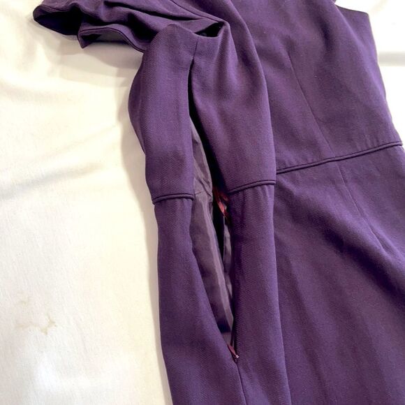 J. CREW 💯% Italian Wool Purple Styled Cap Sleeves Sheath Dress SIZE 4 - Picture 10 of 15